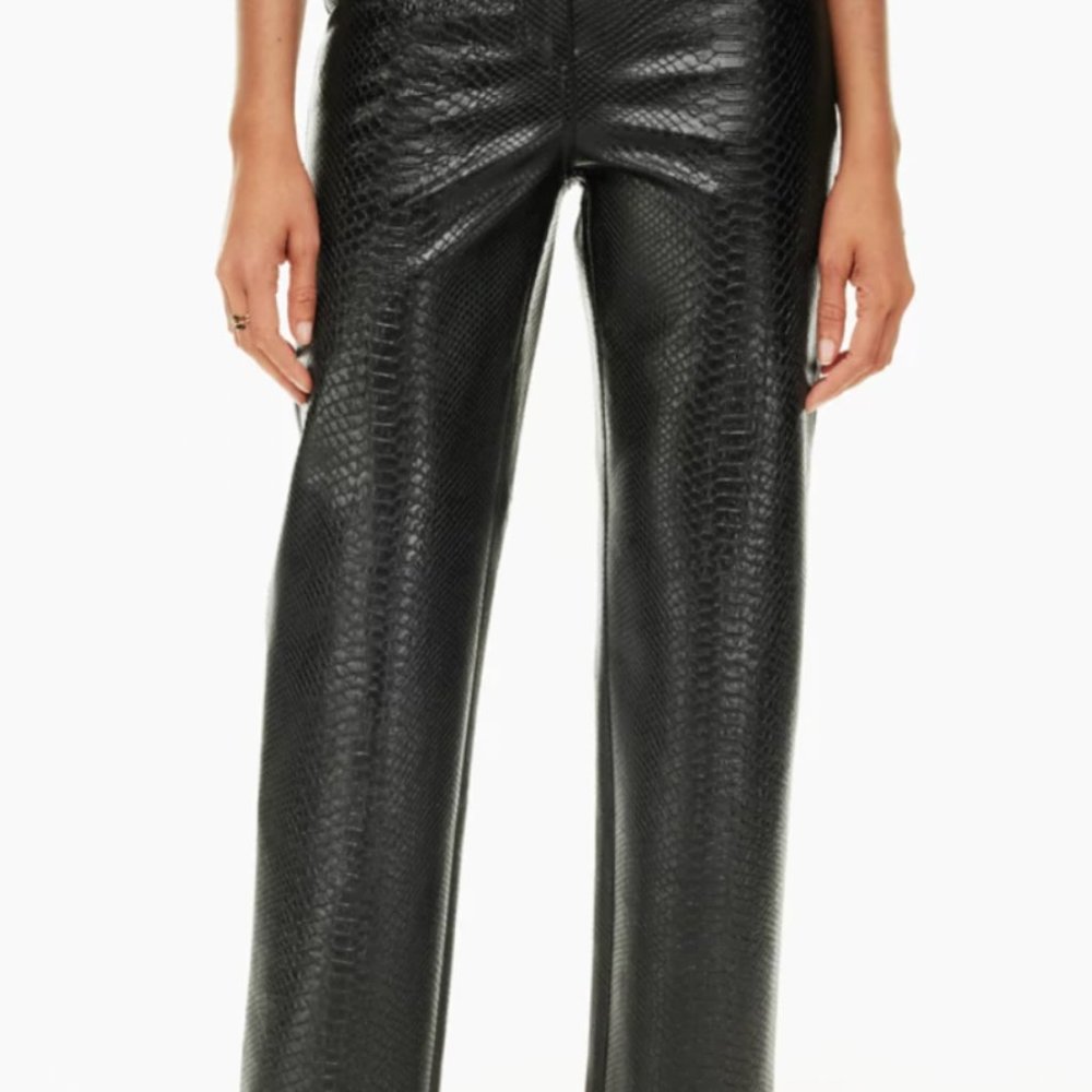Aritzia, High Waisted Vegan Leather Python Pants,… - image 2
